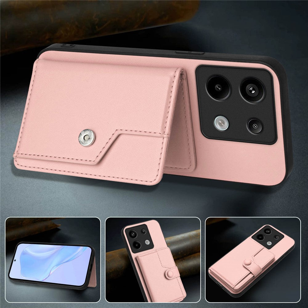 For Xiaomi Poco X6 5G / Xiaomi Redmi Note 13 Pro 5G Case RFID Blocking Card Holder Kickstand TPU + PU Leather Phone Back Cover