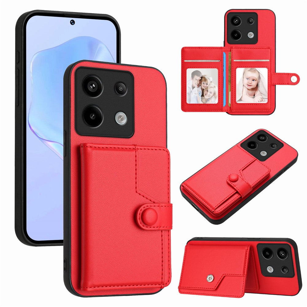 Xiaomi Poco X6 5G / Xiaomi Redmi Note 13 Pro 5G Skal RFID-blockerande korthållare Stativ TPU + PU-läder mobilskal