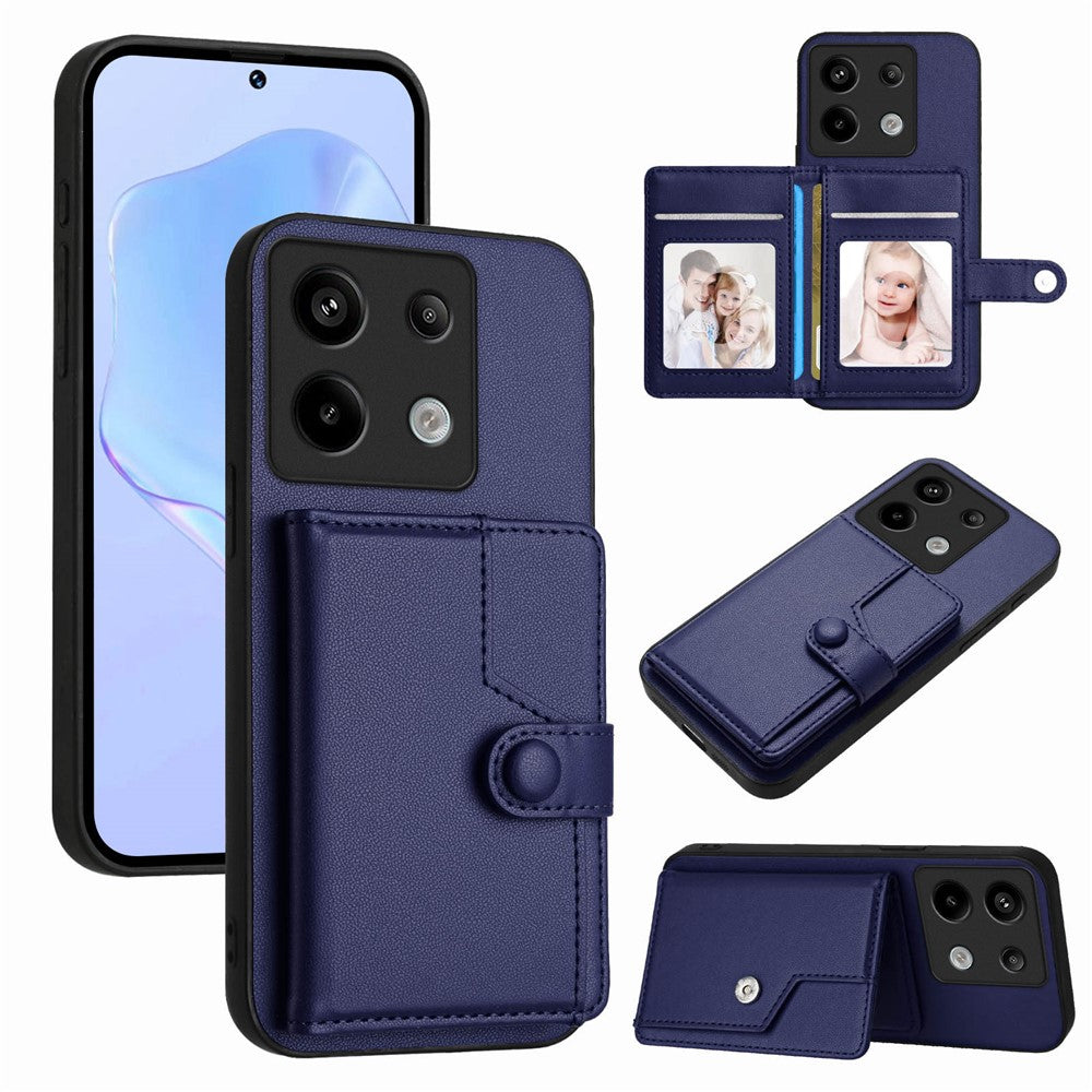 For Xiaomi Poco X6 5G / Xiaomi Redmi Note 13 Pro 5G Case RFID Blocking Card Holder Kickstand TPU + PU Leather Phone Back Cover