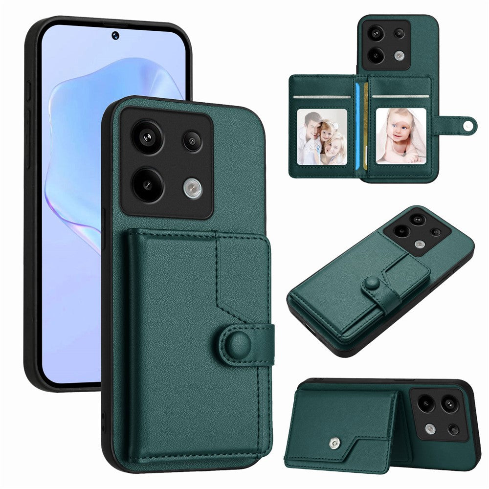 Xiaomi Poco X6 5G / Xiaomi Redmi Note 13 Pro 5G Skal RFID-blockerande korthållare Stativ TPU + PU-läder mobilskal