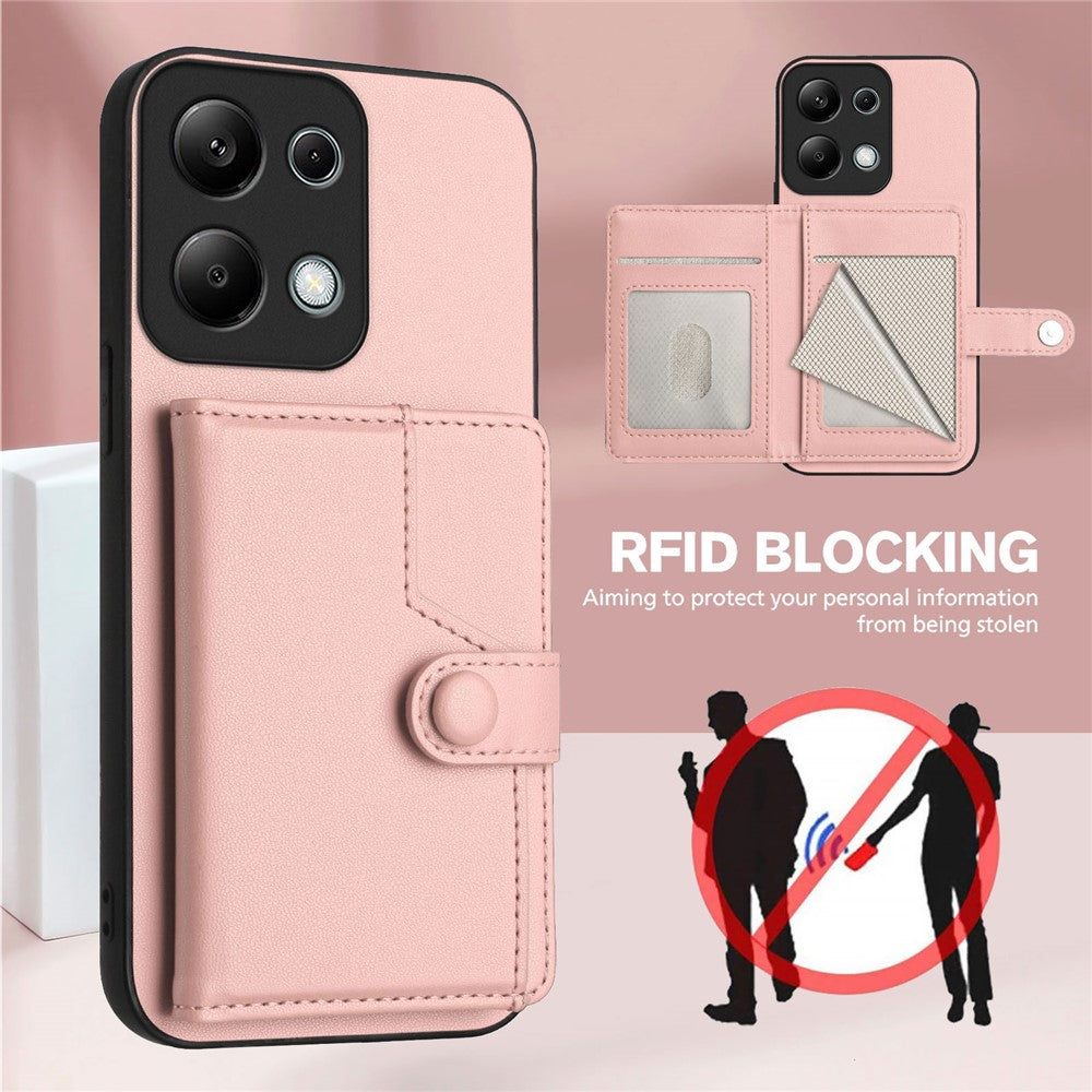 For Xiaomi Redmi Note 13 Pro 4G Case RFID Blocking Card Holder Kickstand TPU + PU Leather Phone Back Cover