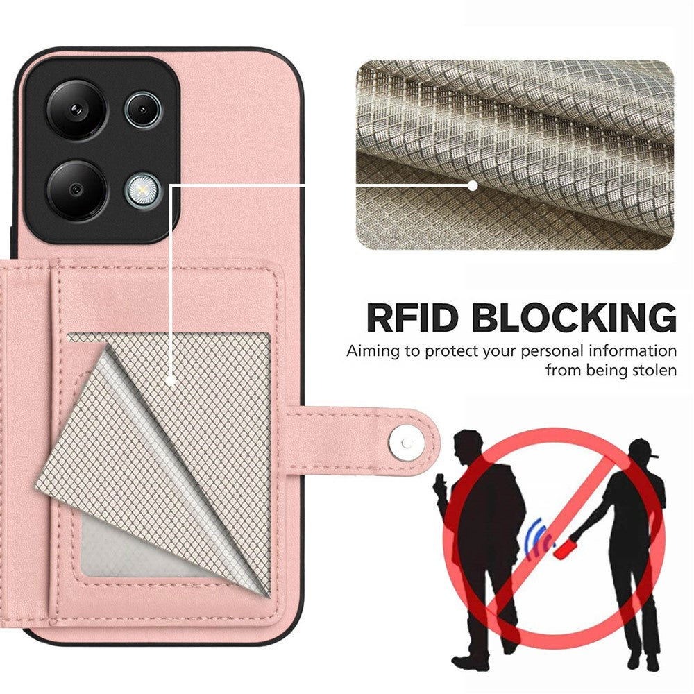 For Xiaomi Redmi Note 13 Pro 4G Case RFID Blocking Card Holder Kickstand TPU + PU Leather Phone Back Cover