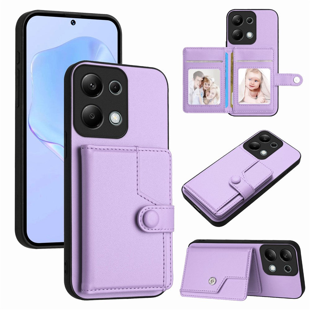 For Xiaomi Redmi Note 13 Pro 4G Case RFID Blocking Card Holder Kickstand TPU + PU Leather Phone Back Cover