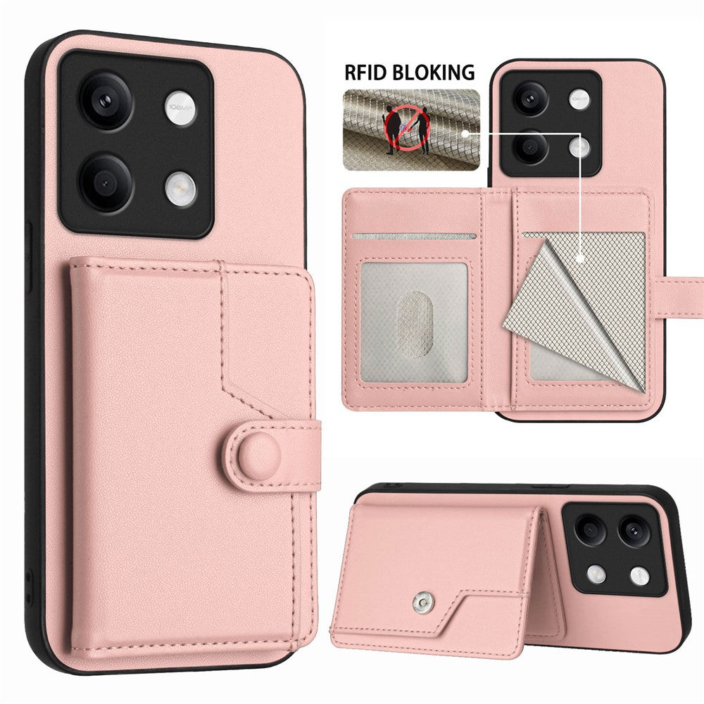 For Xiaomi Redmi Note 13 5G Case RFID Blocking Card Holder Kickstand TPU + PU Leather Phone Back Cover