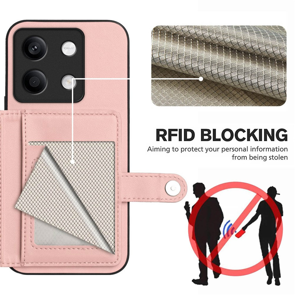 For Xiaomi Redmi Note 13 5G Case RFID Blocking Card Holder Kickstand TPU + PU Leather Phone Back Cover