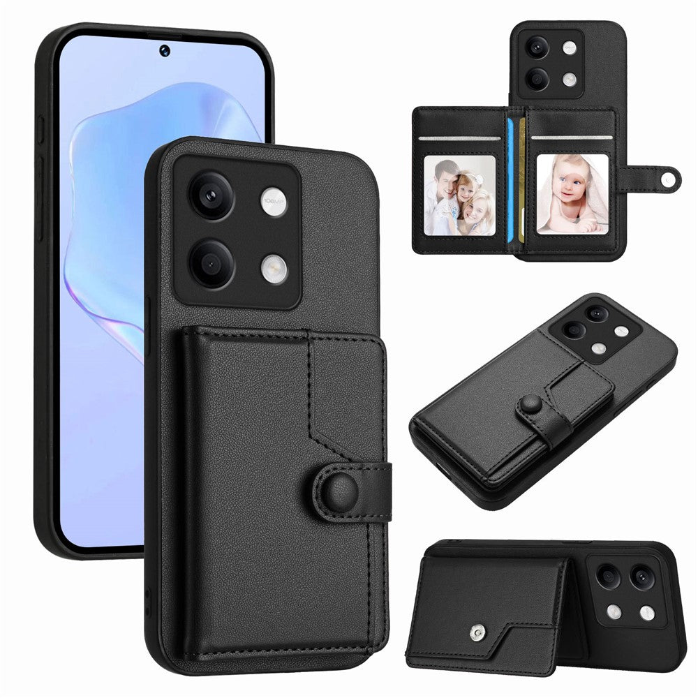 For Xiaomi Redmi Note 13 5G Case RFID Blocking Card Holder Kickstand TPU + PU Leather Phone Back Cover