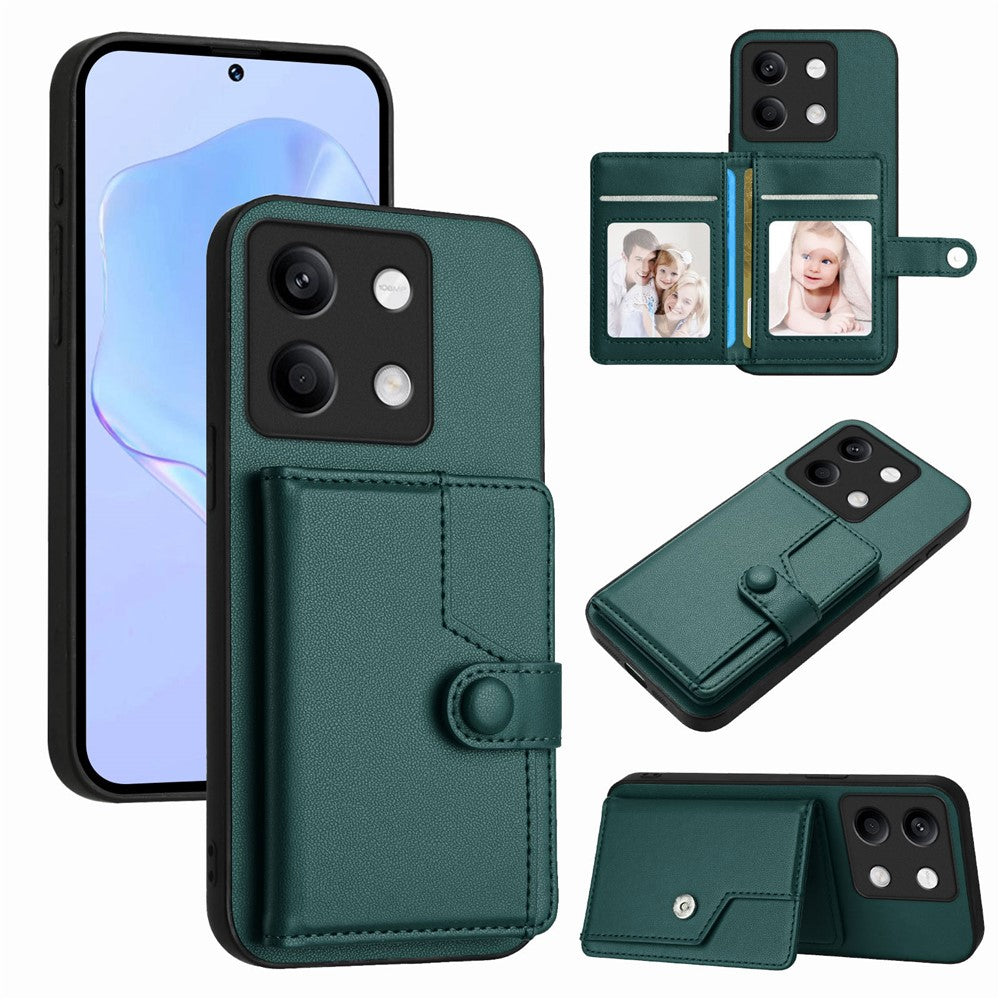 For Xiaomi Redmi Note 13 5G Case RFID Blocking Card Holder Kickstand TPU + PU Leather Phone Back Cover