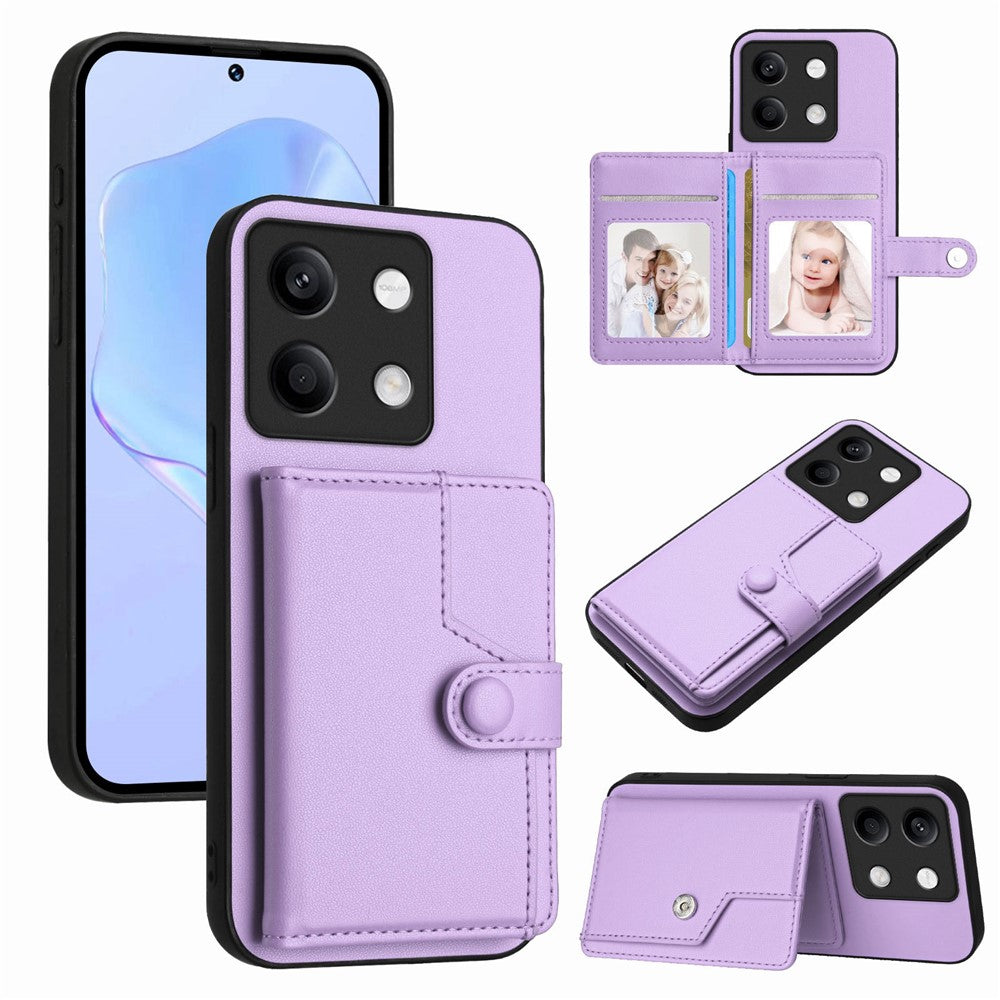 For Xiaomi Redmi Note 13 5G Case RFID Blocking Card Holder Kickstand TPU + PU Leather Phone Back Cover