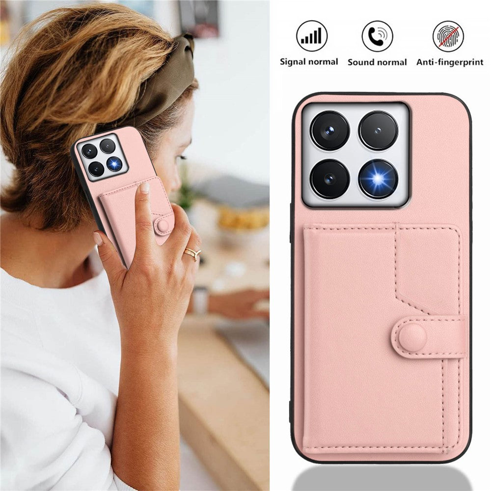 For Xiaomi 14T Pro Case RFID Blocking Card Holder Kickstand TPU + PU Leather Phone Back Cover