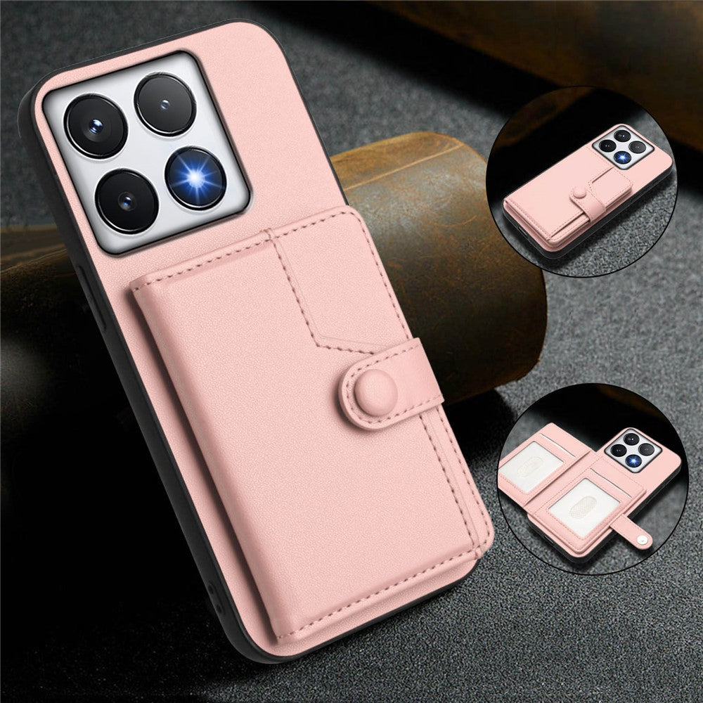 For Xiaomi 14T Pro Case RFID Blocking Card Holder Kickstand TPU + PU Leather Phone Back Cover