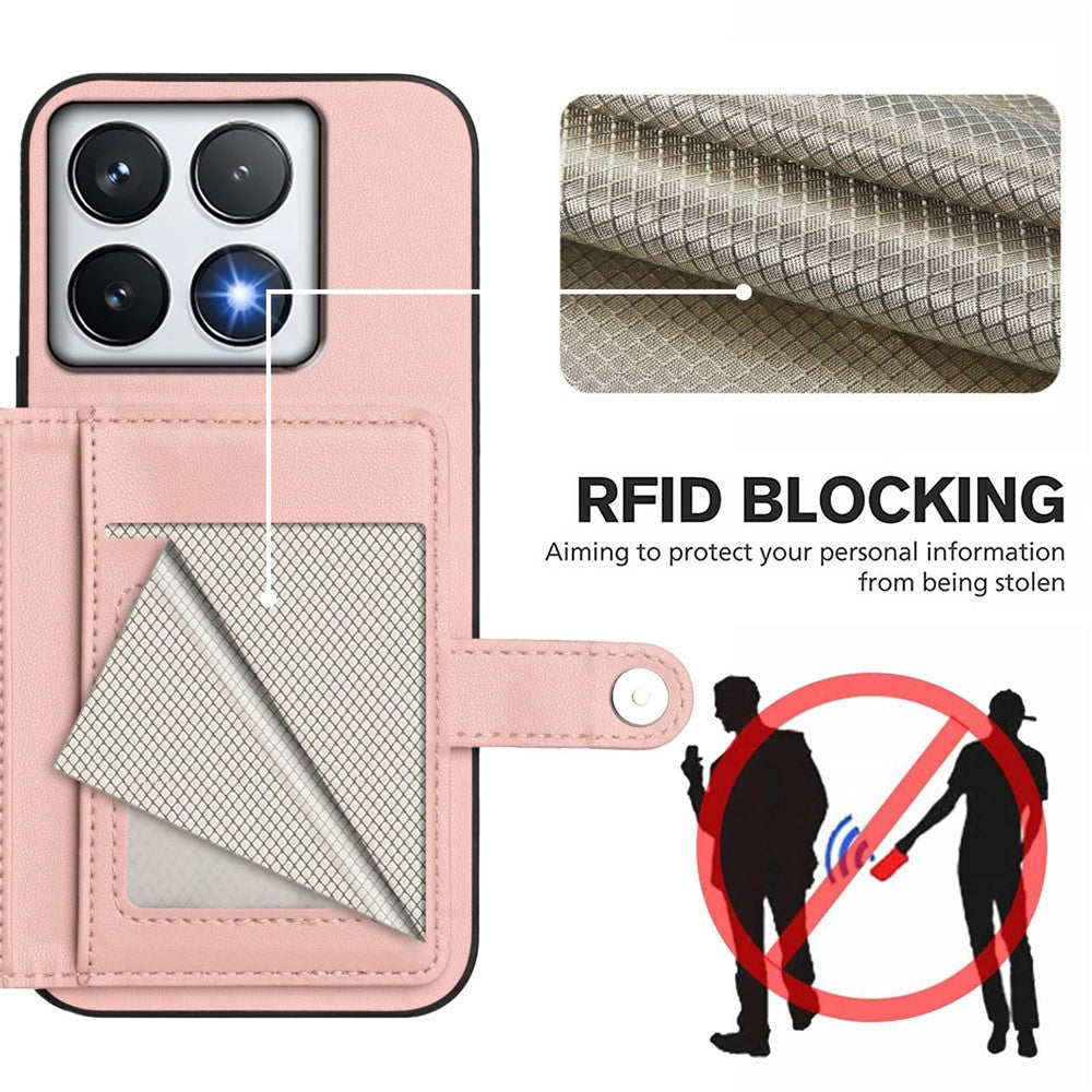 For Xiaomi 14T Pro Case RFID Blocking Card Holder Kickstand TPU + PU Leather Phone Back Cover