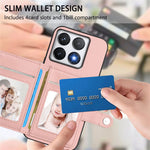 For Xiaomi 14T Pro Case RFID Blocking Card Holder Kickstand TPU + PU Leather Phone Back Cover