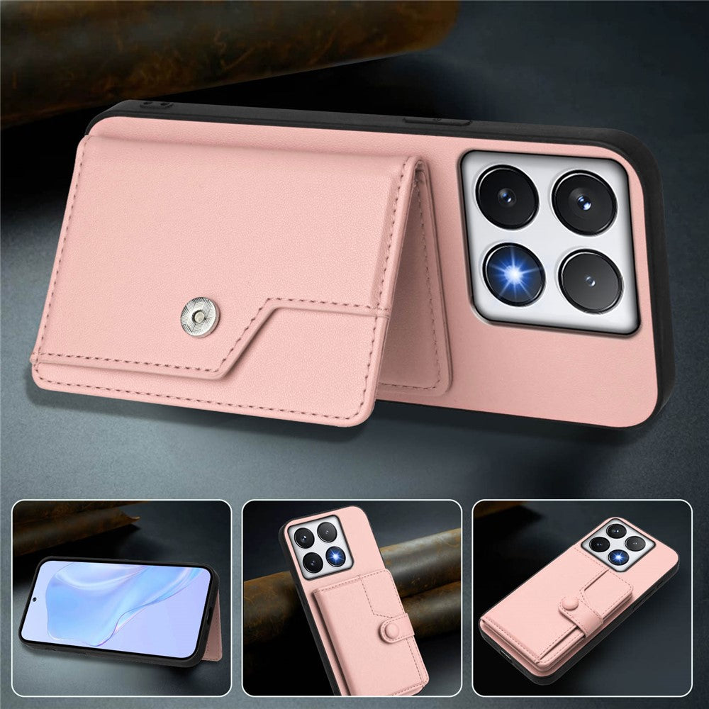 For Xiaomi 14T Pro Case RFID Blocking Card Holder Kickstand TPU + PU Leather Phone Back Cover