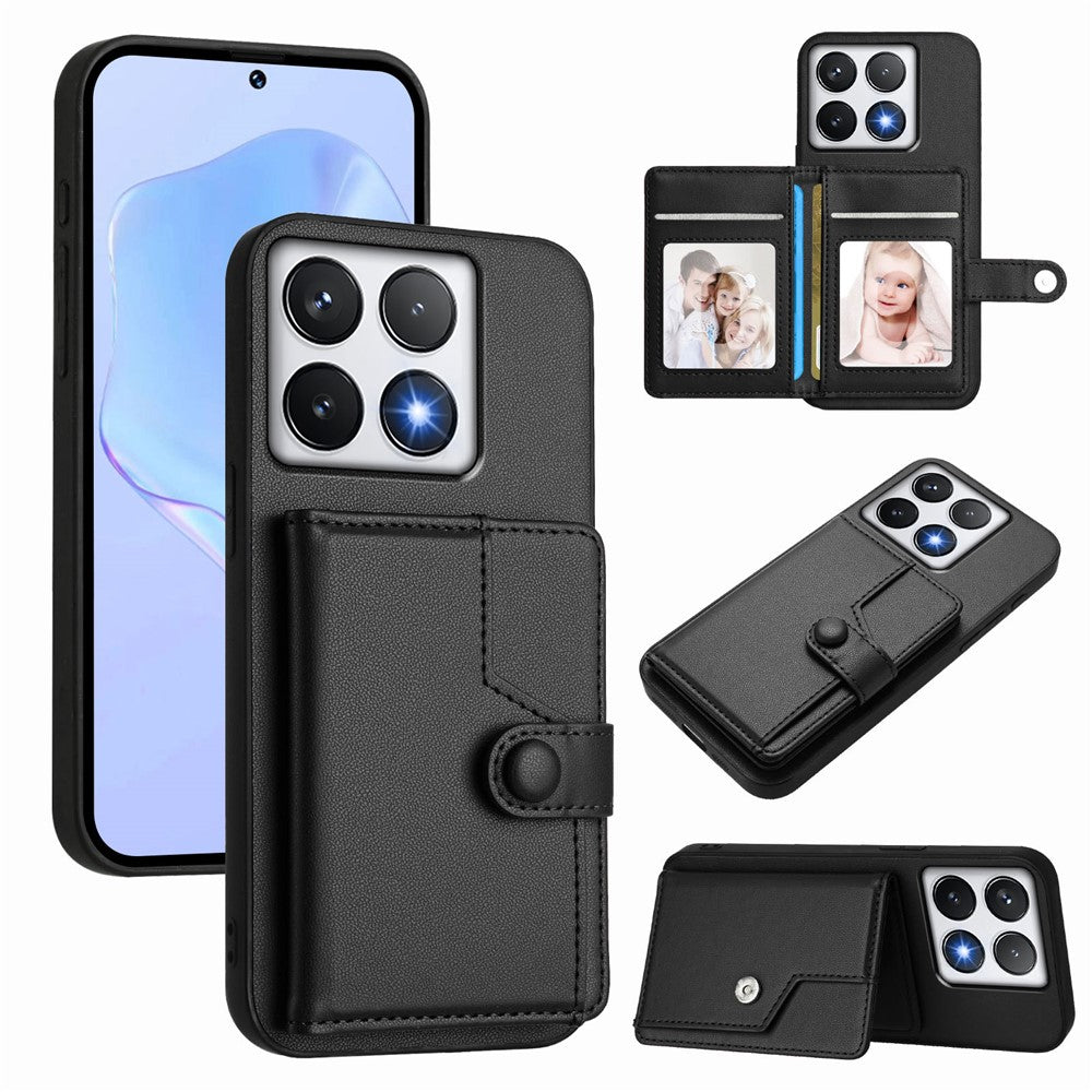 For Xiaomi 14T Pro Case RFID Blocking Card Holder Kickstand TPU + PU Leather Phone Back Cover