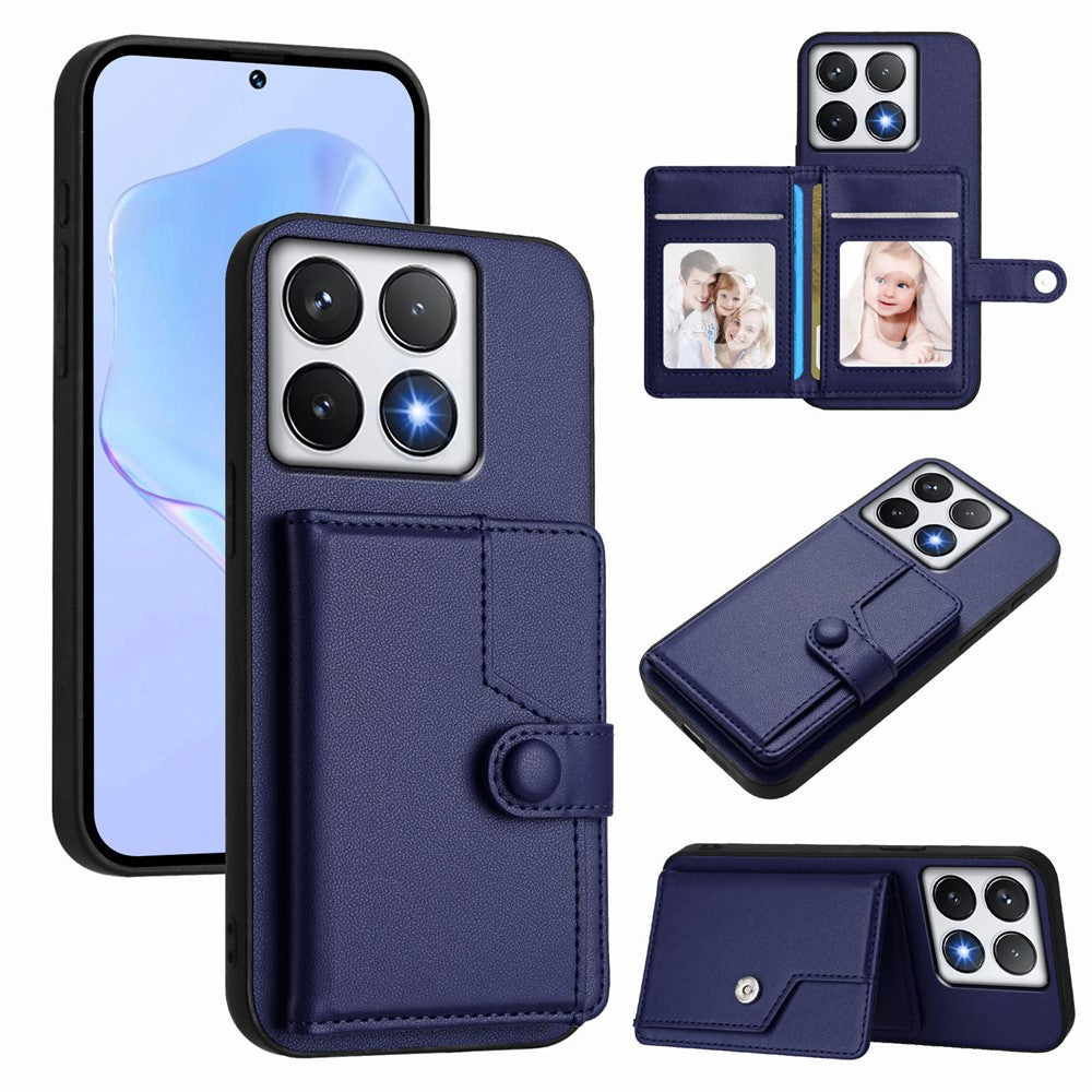 For Xiaomi 14T Pro Case RFID Blocking Card Holder Kickstand TPU + PU Leather Phone Back Cover