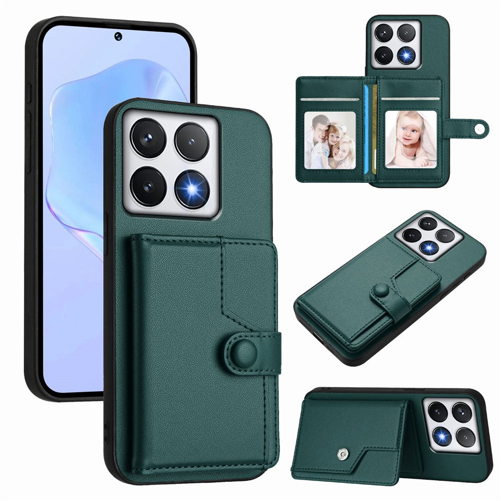 For Xiaomi 14T Pro Case RFID Blocking Card Holder Kickstand TPU + PU Leather Phone Back Cover