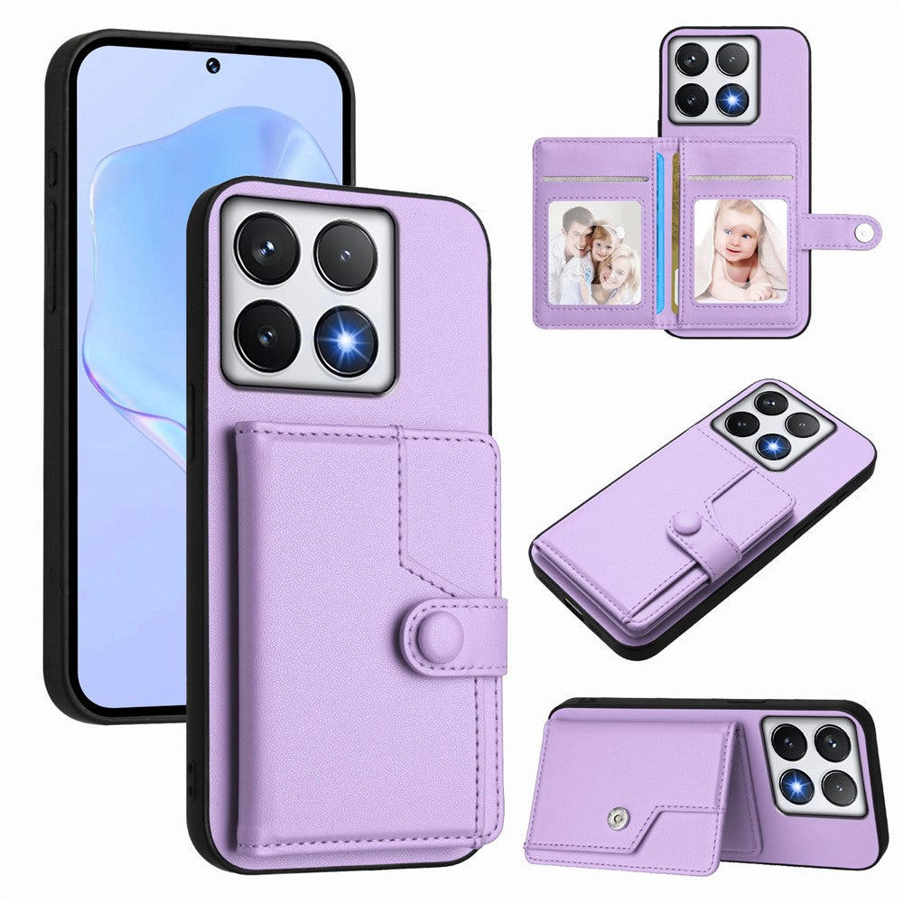 For Xiaomi 14T Pro Case RFID Blocking Card Holder Kickstand TPU + PU Leather Phone Back Cover