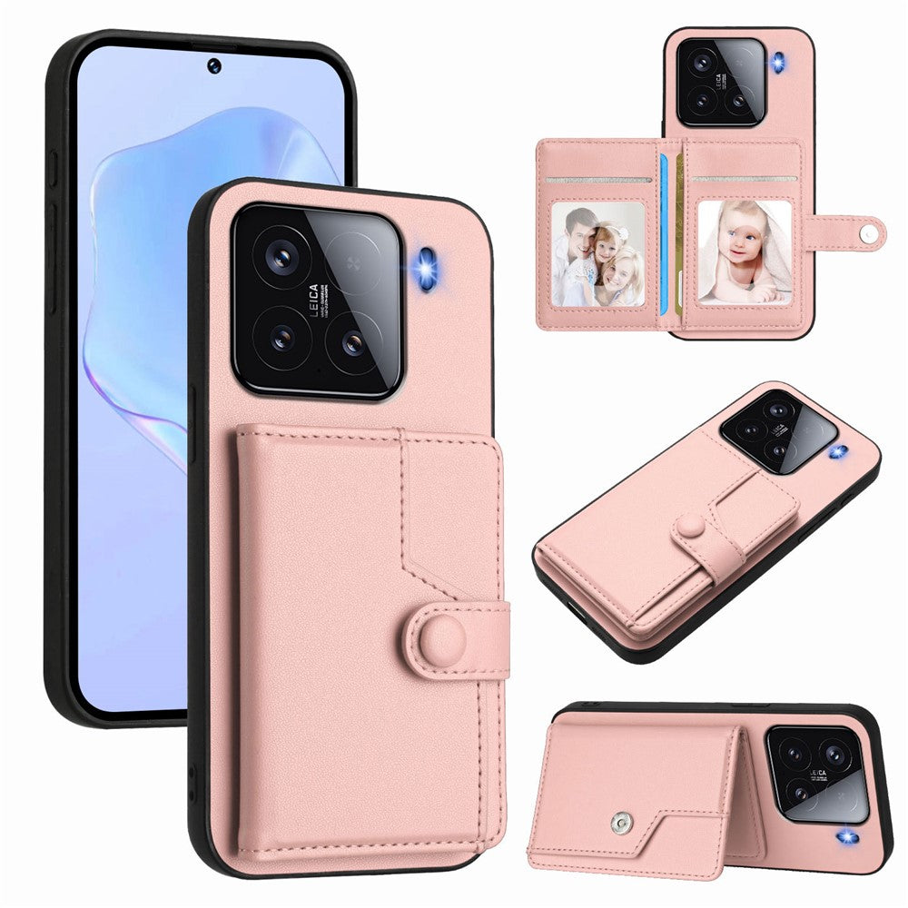 For Xiaomi 15 Case RFID Blocking Card Holder Kickstand TPU + PU Leather Phone Back Cover