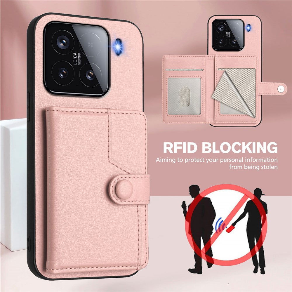 For Xiaomi 15 Case RFID Blocking Card Holder Kickstand TPU + PU Leather Phone Back Cover