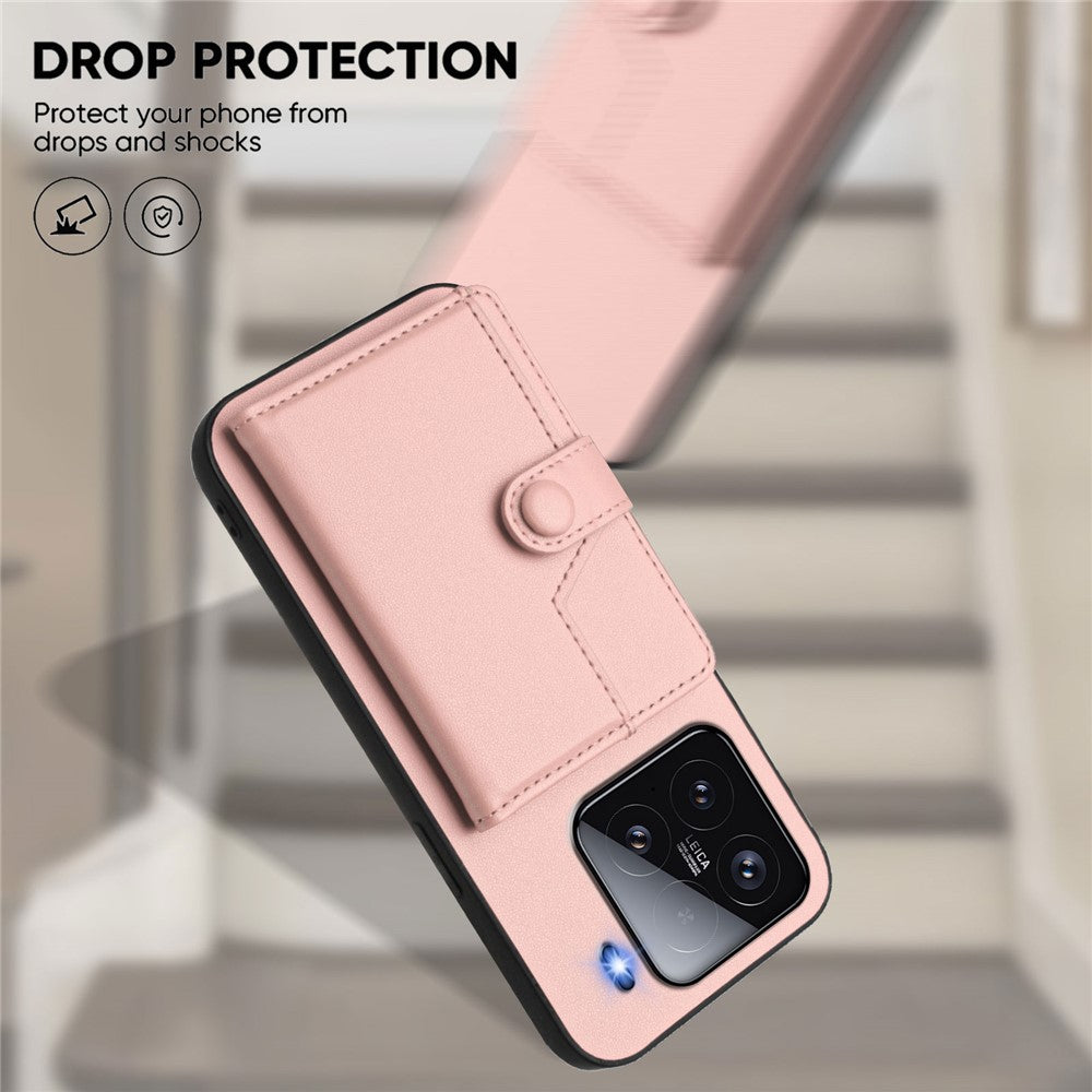 For Xiaomi 15 Case RFID Blocking Card Holder Kickstand TPU + PU Leather Phone Back Cover