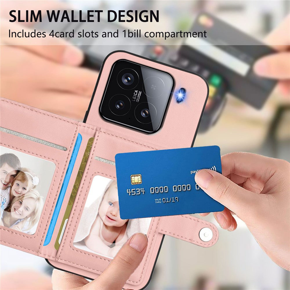 For Xiaomi 15 Case RFID Blocking Card Holder Kickstand TPU + PU Leather Phone Back Cover