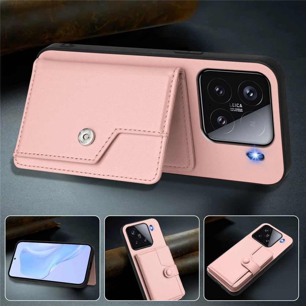 For Xiaomi 15 Case RFID Blocking Card Holder Kickstand TPU + PU Leather Phone Back Cover