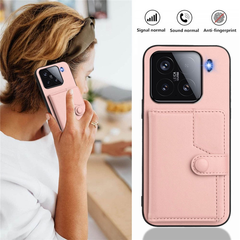 For Xiaomi 15 Case RFID Blocking Card Holder Kickstand TPU + PU Leather Phone Back Cover