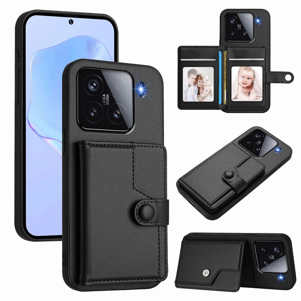 For Xiaomi 15 Case RFID Blocking Card Holder Kickstand TPU + PU Leather Phone Back Cover
