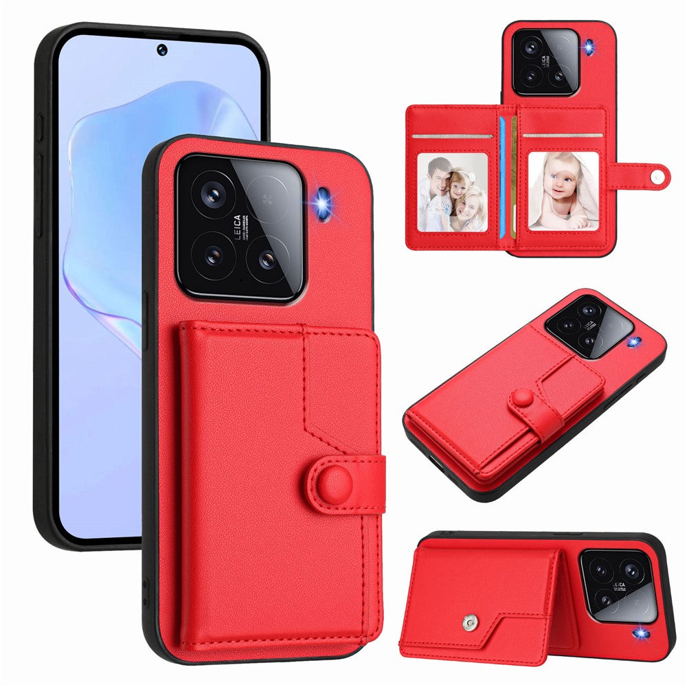 For Xiaomi 15 Case RFID Blocking Card Holder Kickstand TPU + PU Leather Phone Back Cover