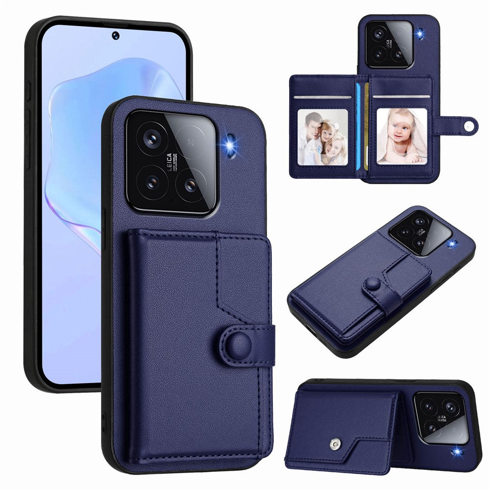 For Xiaomi 15 Case RFID Blocking Card Holder Kickstand TPU + PU Leather Phone Back Cover