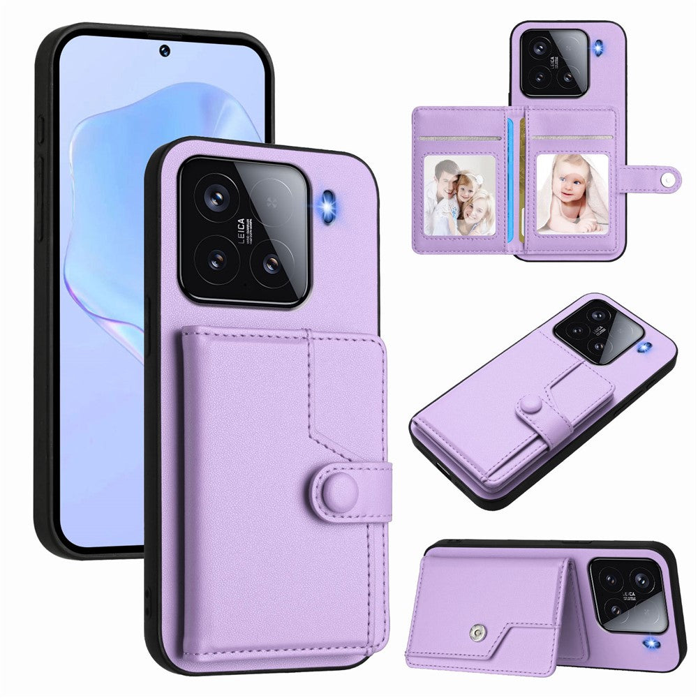 For Xiaomi 15 Case RFID Blocking Card Holder Kickstand TPU + PU Leather Phone Back Cover