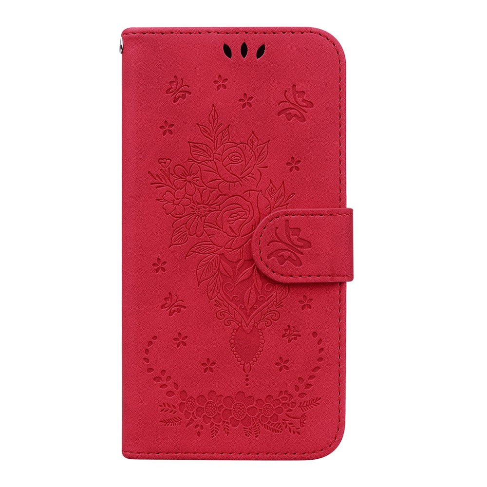 Xiaomi Redmi A1 4G / A2 4G Rose Butterfly Printed PU Leather Phone Case Stand Feature Magnetic Phone Cover with Rem