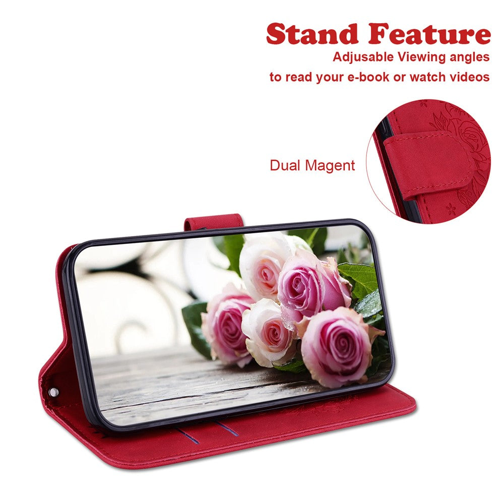 Xiaomi Redmi A1 4G / A2 4G Rose Butterfly Printed PU Leather Phone Case Stand Feature Magnetic Phone Cover with Rem