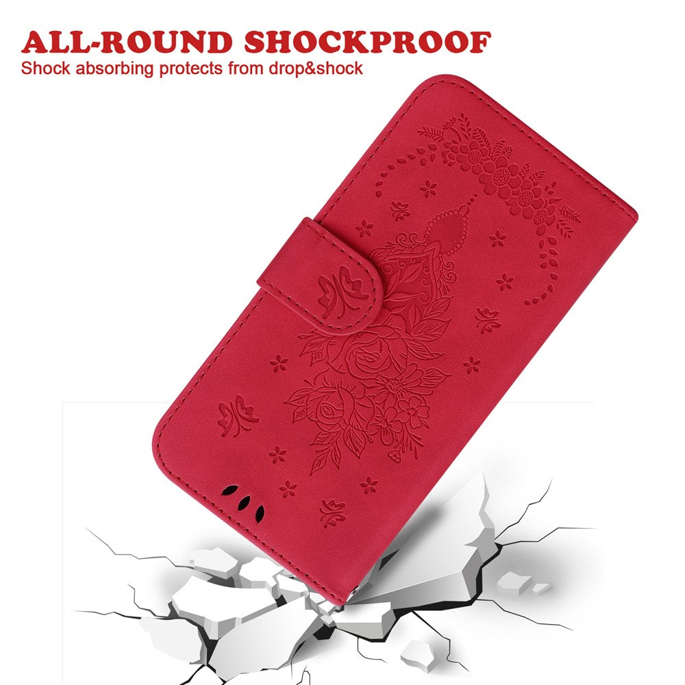 Xiaomi Redmi A1 4G / A2 4G Rose Butterfly Printed PU Leather Phone Case Stand Feature Magnetic Phone Cover with Rem