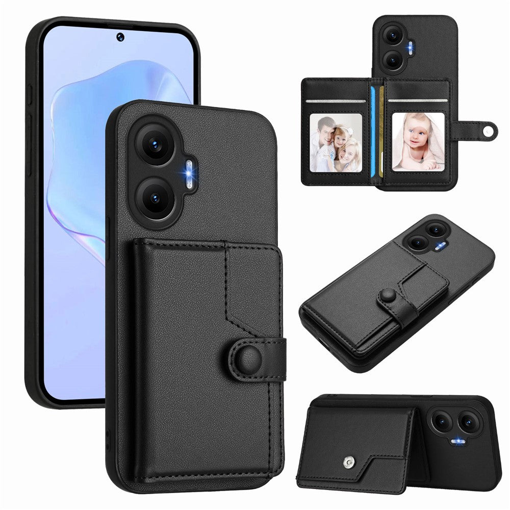 For Xiaomi Poco F7 5G / Redmi Turbo 4 Pro 5G Case RFID Blocking Card Holder Kickstand TPU + PU Leather Phone Back Cover