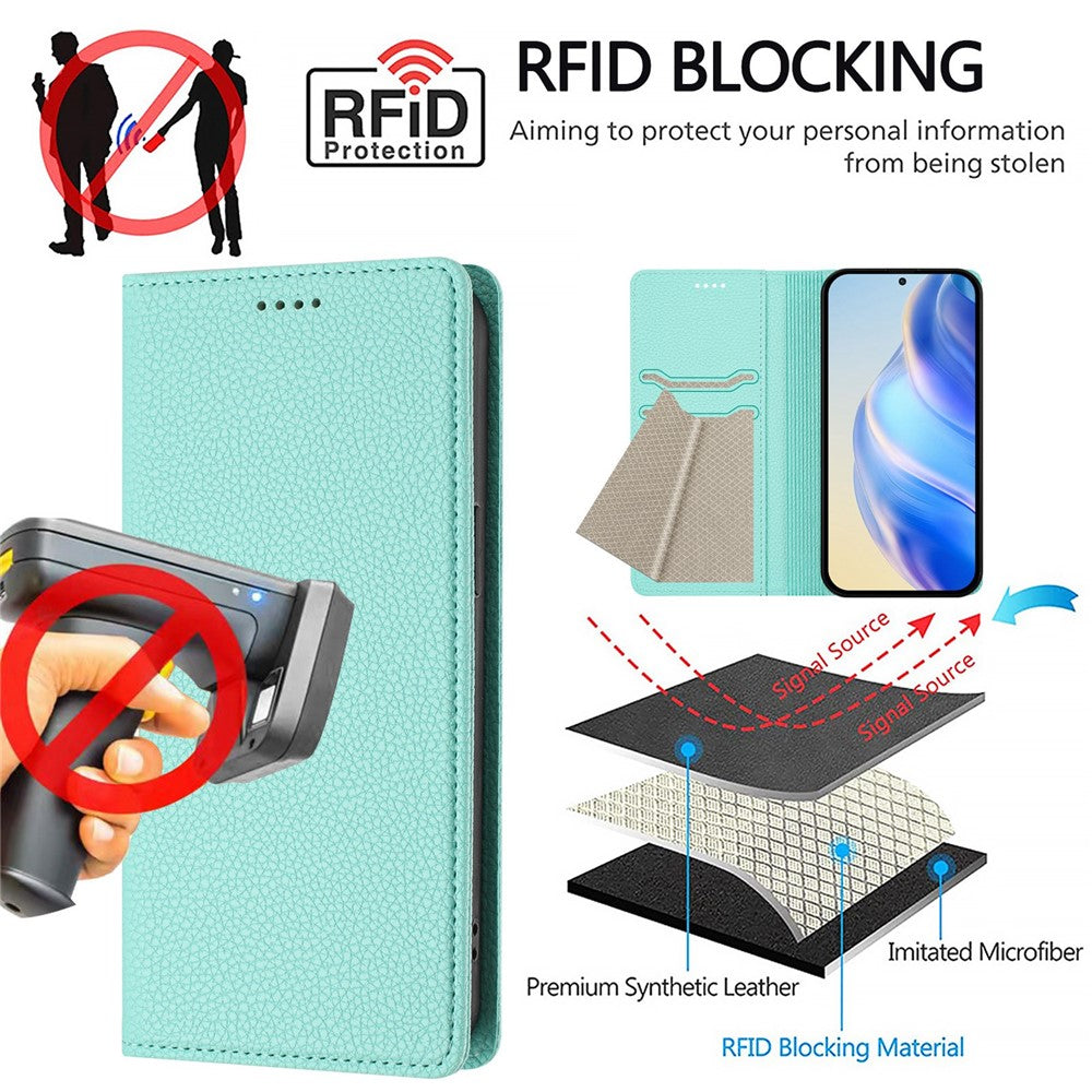 For Xiaomi Poco M6 Pro 4G / Xiaomi Redmi Note 13 Pro 4G Wallet Case RFID Blocking Litchi Texture Leather Mobile Cover