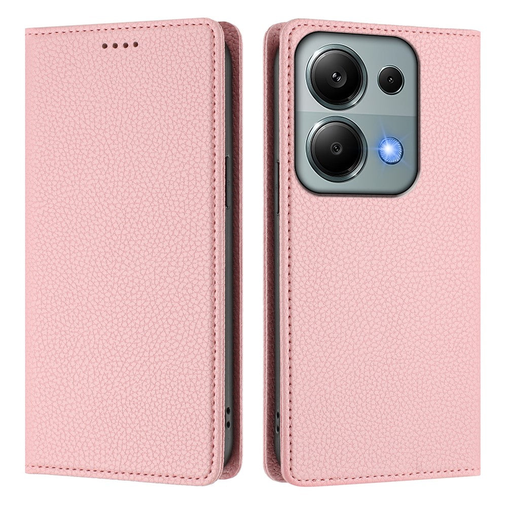 For Xiaomi Poco M6 Pro 4G / Xiaomi Redmi Note 13 Pro 4G Wallet Case RFID Blocking Litchi Texture Leather Mobile Cover