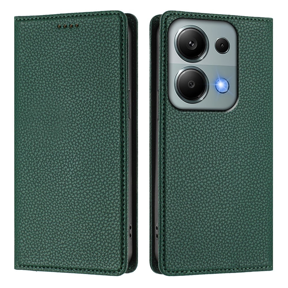 For Xiaomi Poco M6 Pro 4G / Xiaomi Redmi Note 13 Pro 4G Wallet Case RFID Blocking Litchi Texture Leather Mobile Cover
