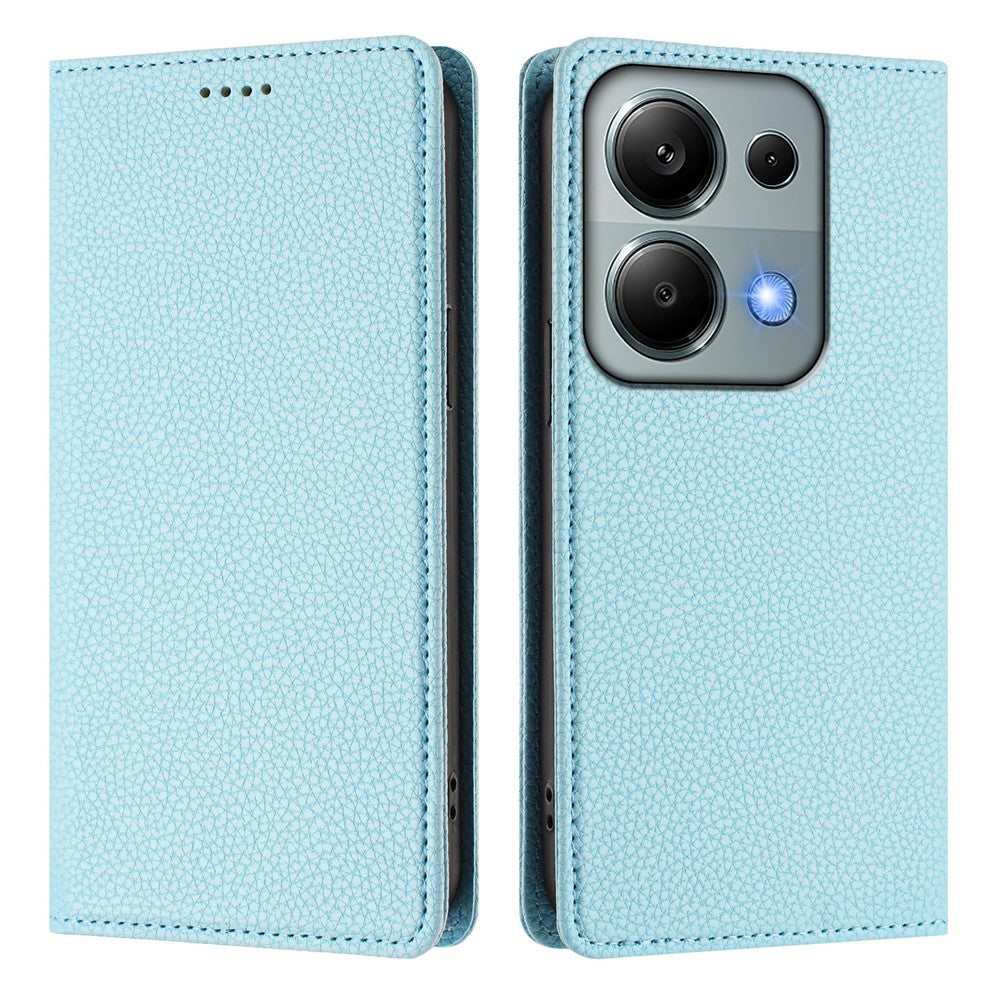 For Xiaomi Poco M6 Pro 4G / Xiaomi Redmi Note 13 Pro 4G Wallet Case RFID Blocking Litchi Texture Leather Mobile Cover