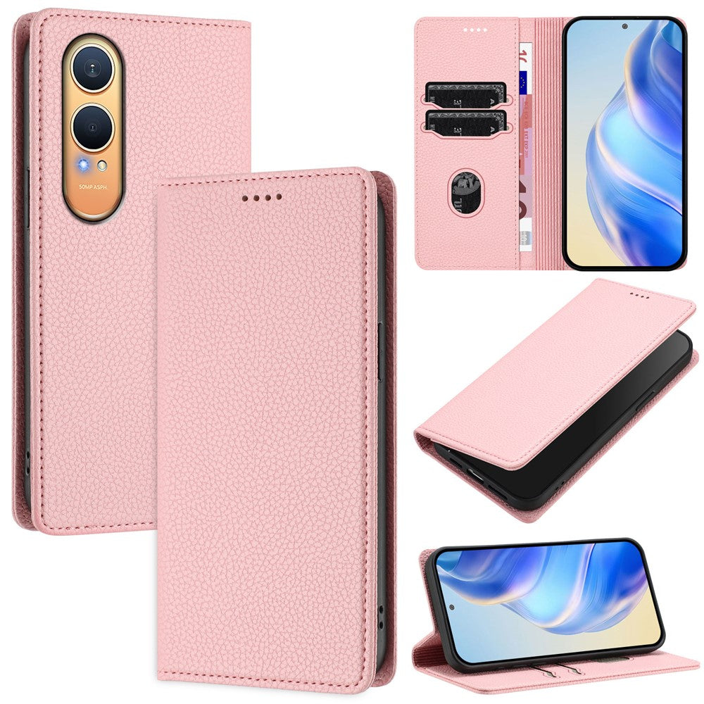 OnePlus Nord CE4 Lite 5G Plånboksfodral RFID-blockerande Litchitexturerat Läder Mobilskal