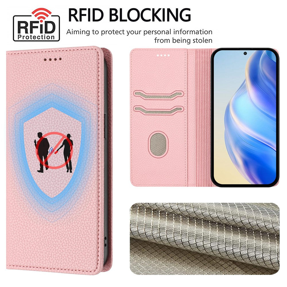 OnePlus Nord CE4 Lite 5G Plånboksfodral RFID-blockerande Litchitexturerat Läder Mobilskal