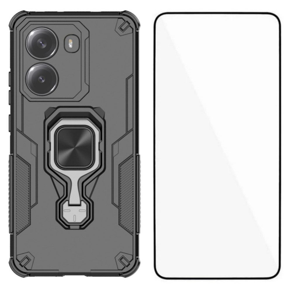 WANLONFENG For Xiaomi Redmi Turbo 4 5G Phone Case  PC TPU Back Cover Kickstand with Tempered Glass