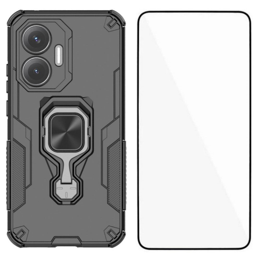 WANLONFENG För Xiaomi Poco F7 5G / Redmi Turbo 4 Pro 5G mobilskal PC TPU Baksida Stativ med Härdat Glas