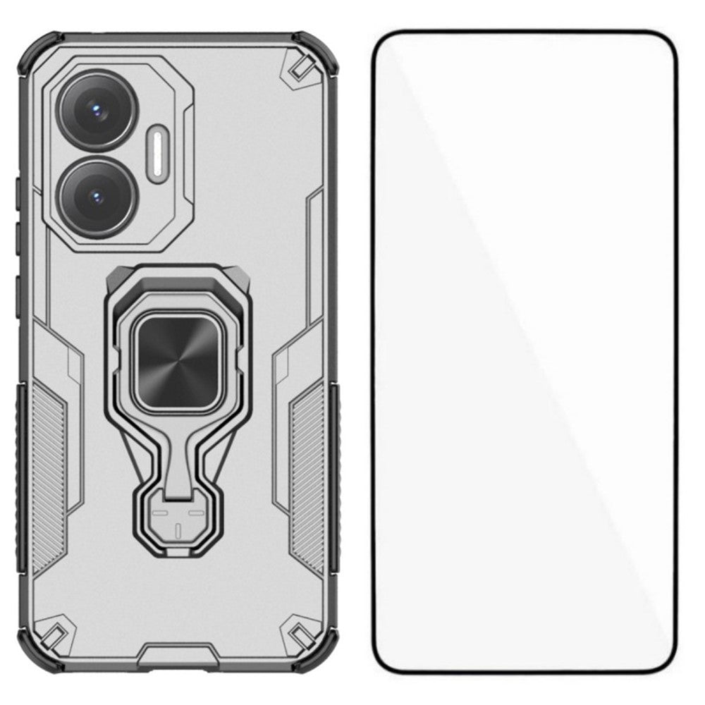 WANLONFENG För Xiaomi Poco F7 5G / Redmi Turbo 4 Pro 5G mobilskal PC TPU Baksida Stativ med Härdat Glas