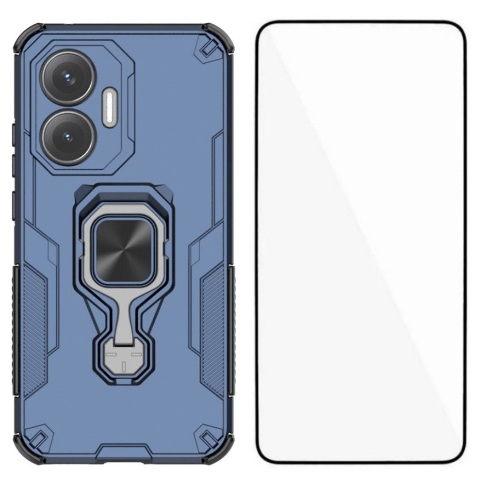 WANLONFENG För Xiaomi Poco F7 5G / Redmi Turbo 4 Pro 5G mobilskal PC TPU Baksida Stativ med Härdat Glas