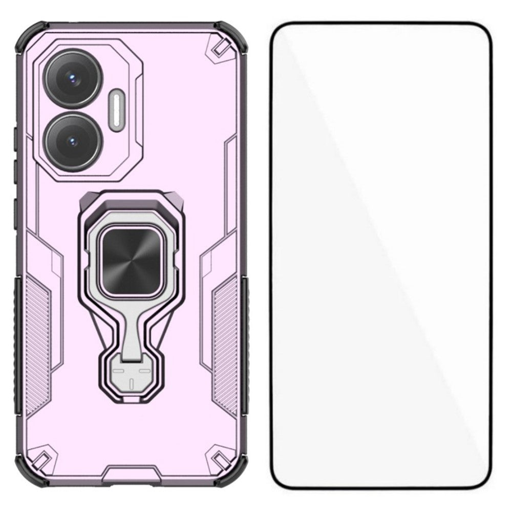 WANLONFENG För Xiaomi Poco F7 5G / Redmi Turbo 4 Pro 5G mobilskal PC TPU Baksida Stativ med Härdat Glas