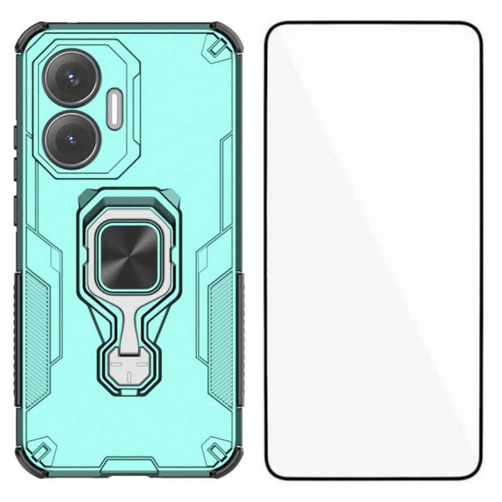 WANLONFENG För Xiaomi Poco F7 5G / Redmi Turbo 4 Pro 5G mobilskal PC TPU Baksida Stativ med Härdat Glas