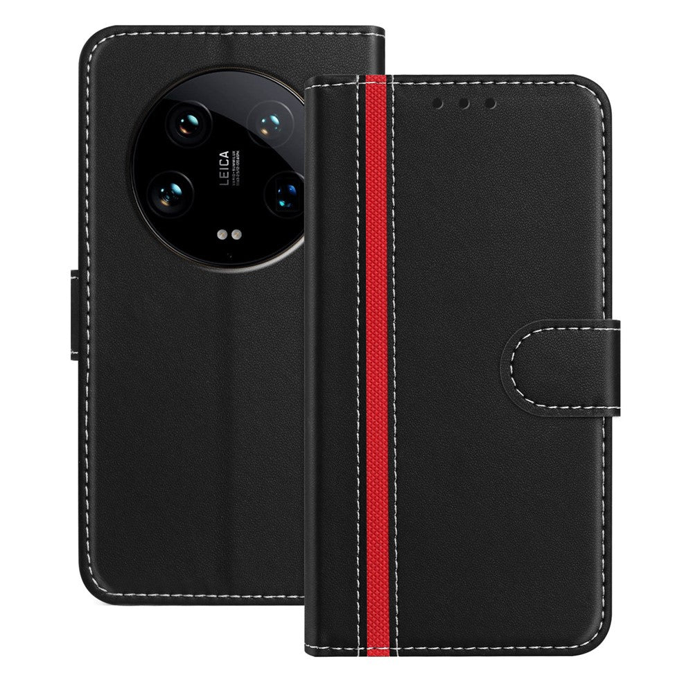 For Xiaomi 14 Ultra Phone Cases Wallet Stand Color Splicing Leather Cover with Magnetic Clasp