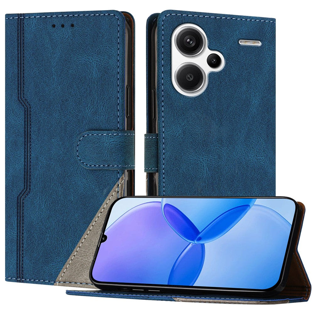 For Xiaomi Redmi Note 13 Pro+ 5G Leather Case Triangle Patchwork Wallet Stand Shockproof Phone Cover