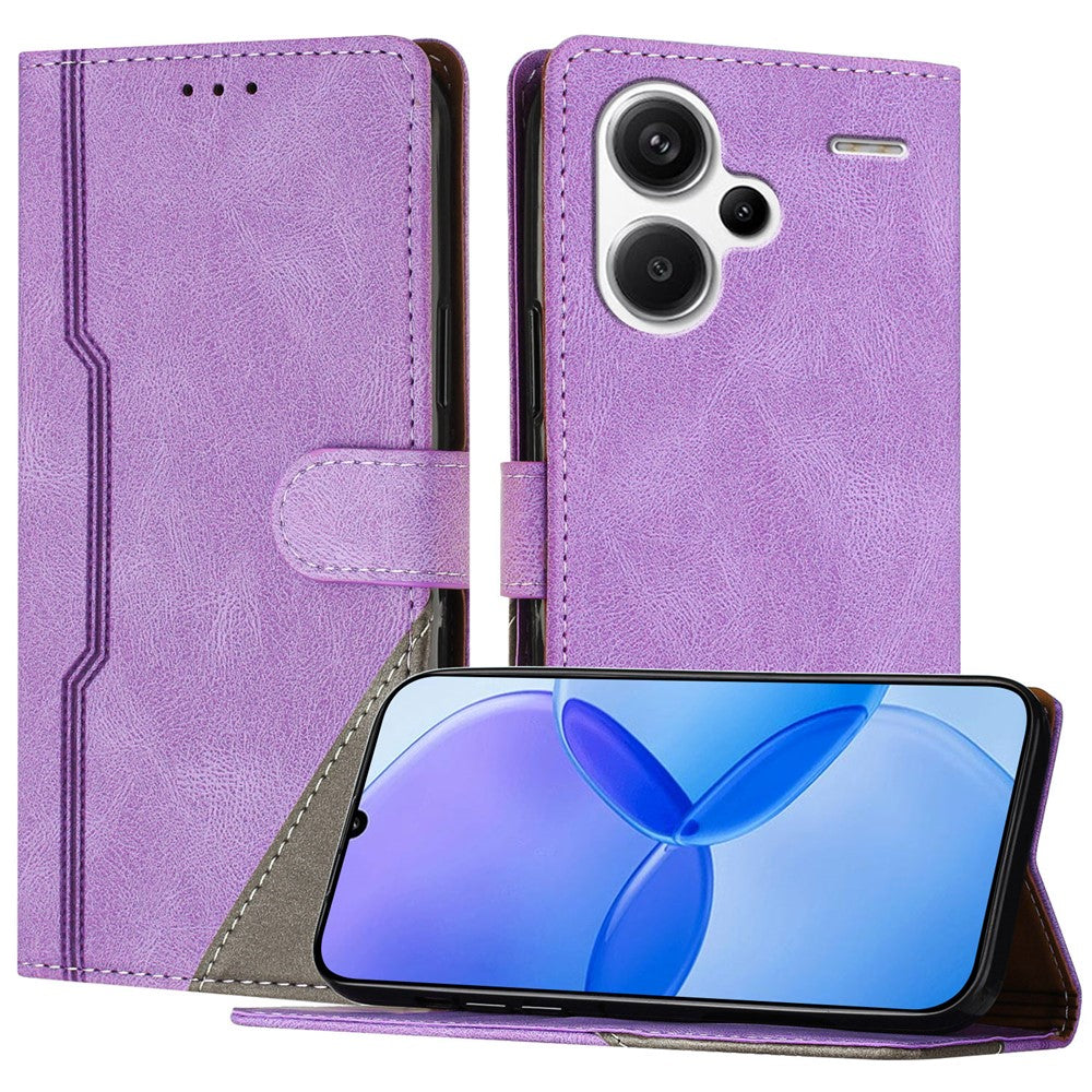 For Xiaomi Redmi Note 13 Pro+ 5G Leather Case Triangle Patchwork Wallet Stand Shockproof Phone Cover